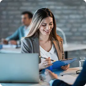 Woman working with tablet in modern office